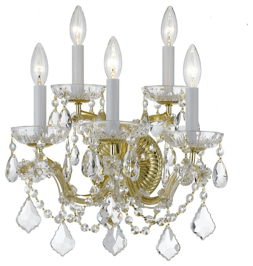 Crystorama 4404-GD-CL-SAQ, 5-Light Wall Mount, Gold
