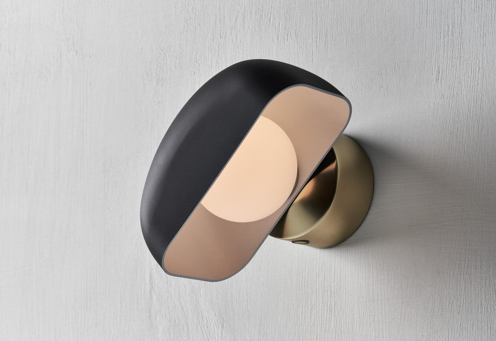 Hoodie Table / Wall Lamp, Matt Gray + Champagne Gold