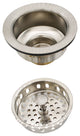 Post Style Large Kitchen Basket Strainer In Polished Brass, Satin Nickel