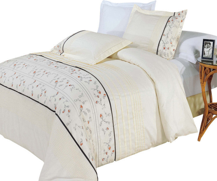 100% Cotton Anna Embroidered Duvet Cover Set, Full/Queen