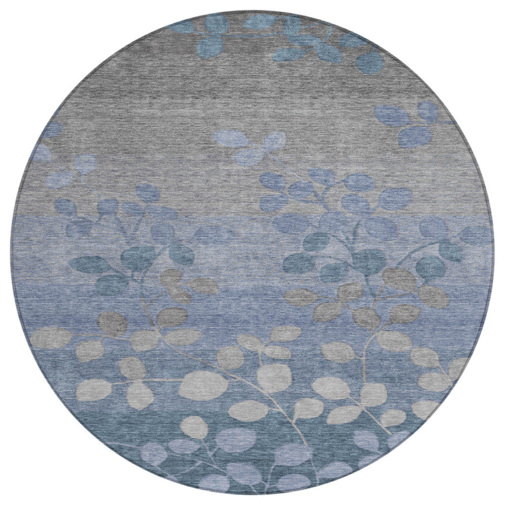 Machine Washable Indoor/Outdoor Chantille ACN1900 Denim 8' x 8' Round Rug