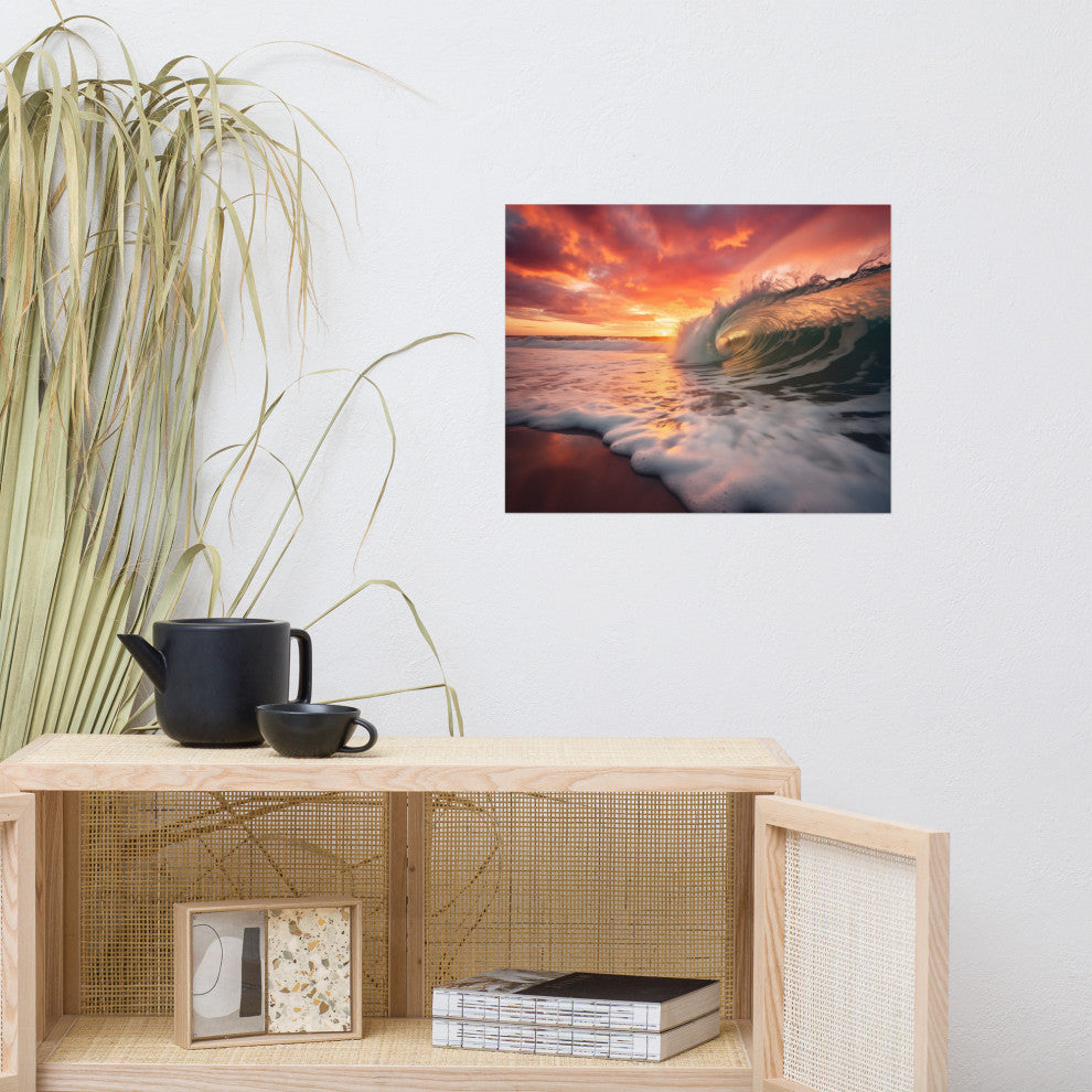 Coastal Art: Golden Barrel  Photorealistic Digital Artwork Loose Art Print, 16" X 20"