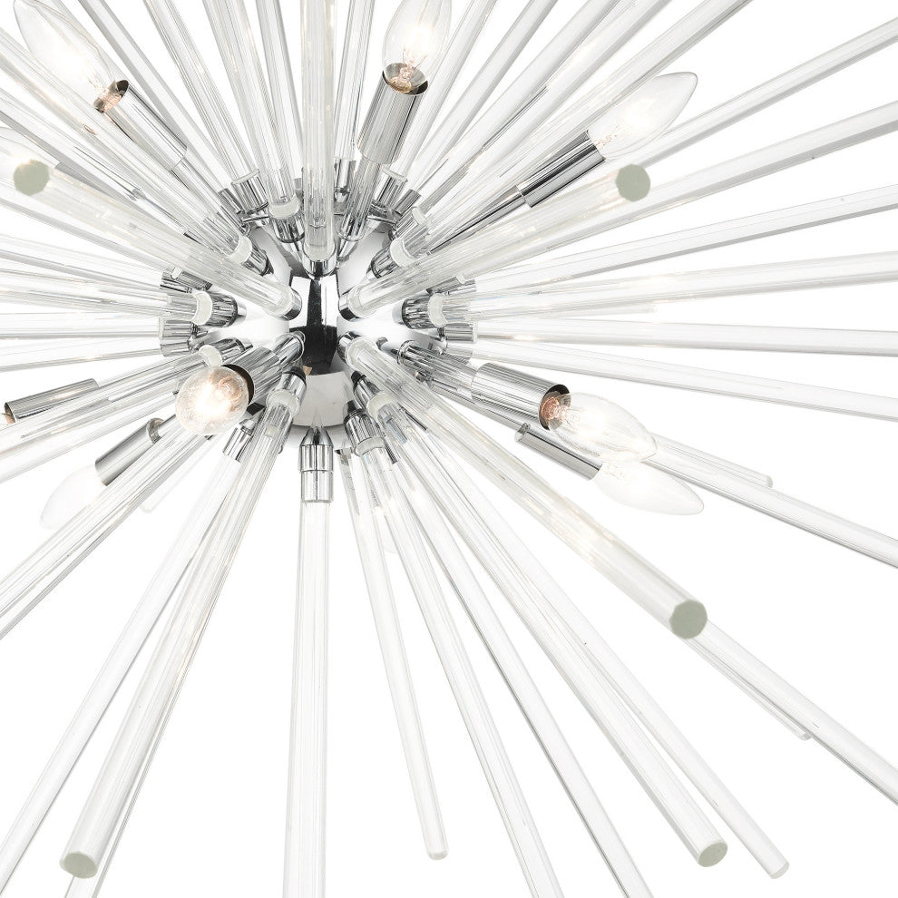 Polished Chrome Sparkling, Mid Century Modern, Foyer Pendant Chandelier