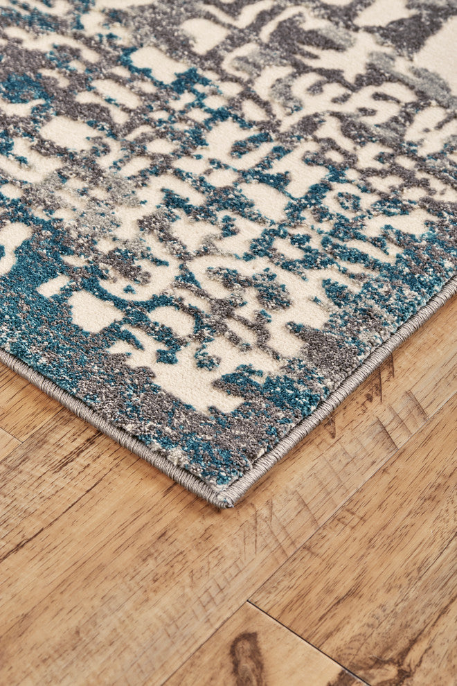 Weave & Wander Plaza Rug, Gray/Turquoise, 10'x13'2"