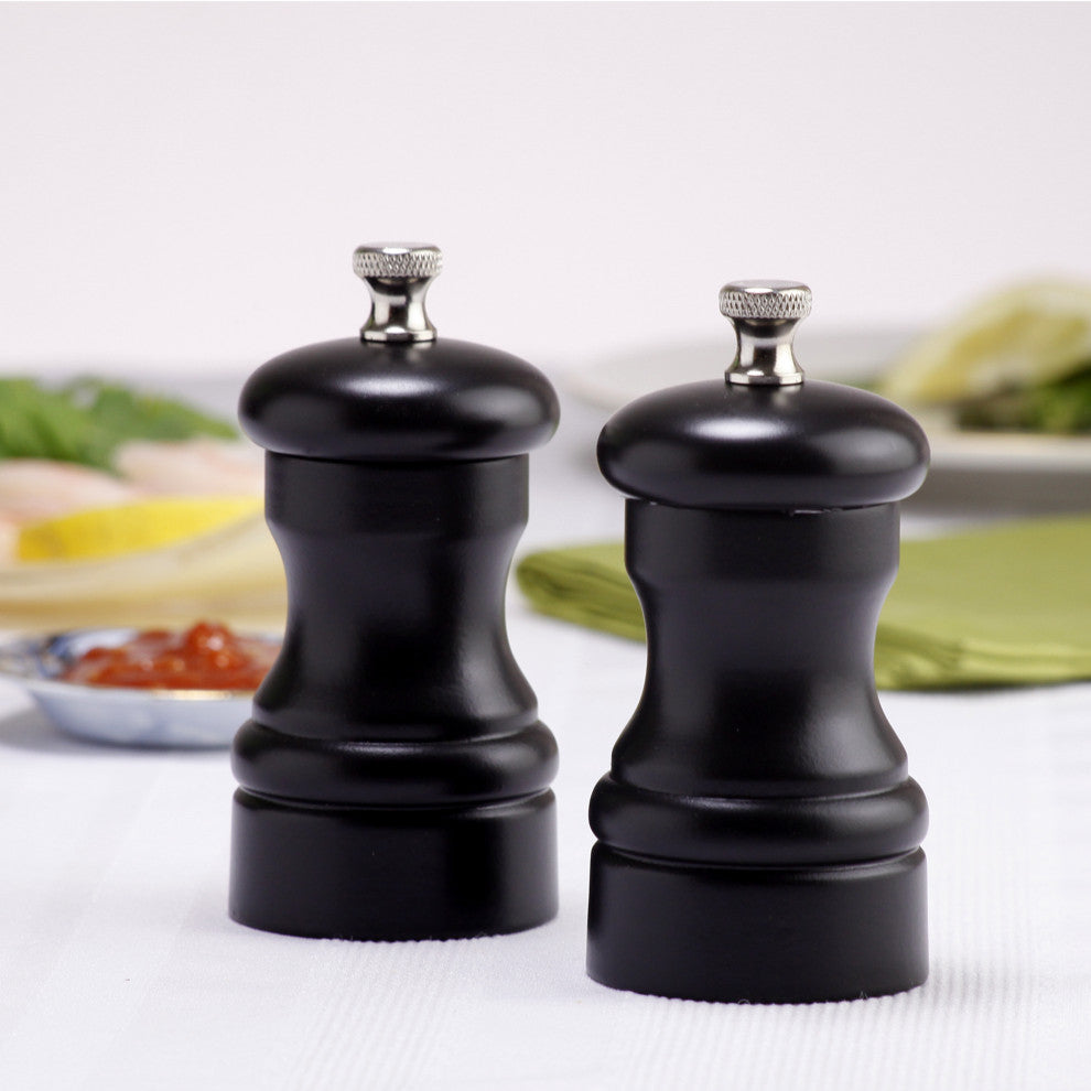 Chef Specialties Pro Series Capstan Pepper Mill and Salt Mill Set, 4", Black