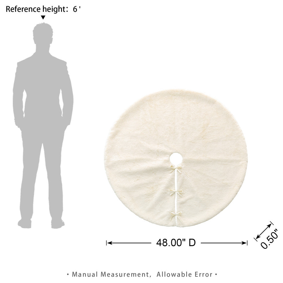 48"D Faux Rabbit Fur Christmas Tree Skirt