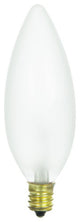 Sunlite 40 Watt Torpedo Tip Chandelier, Candelabra Base, Frost, 25 Pack