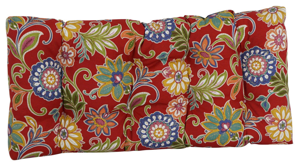 42"X19" Squared Patterned Spun Polyester Tufted Loveseat Cushion, Alenia Pompeii