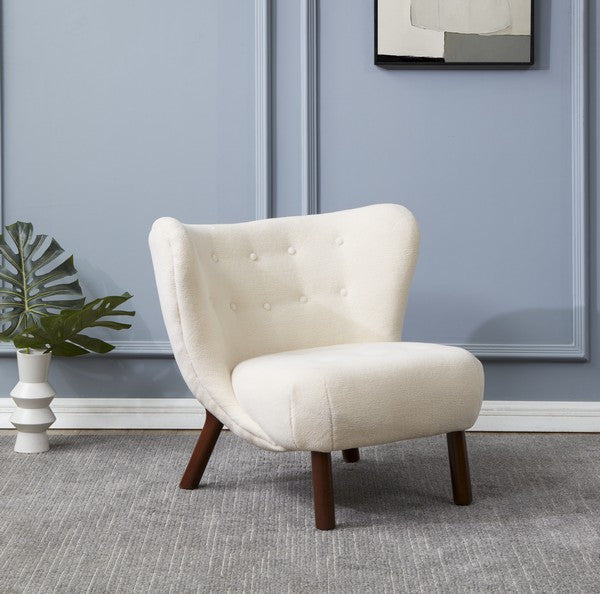 Safavieh Couture Gabriel Modern Wingback Chair Ivory / Dark Brown