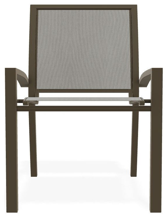 Kendall Sling Stackable Outdoor Dining Chair, Augustine Oyster/Beachwood