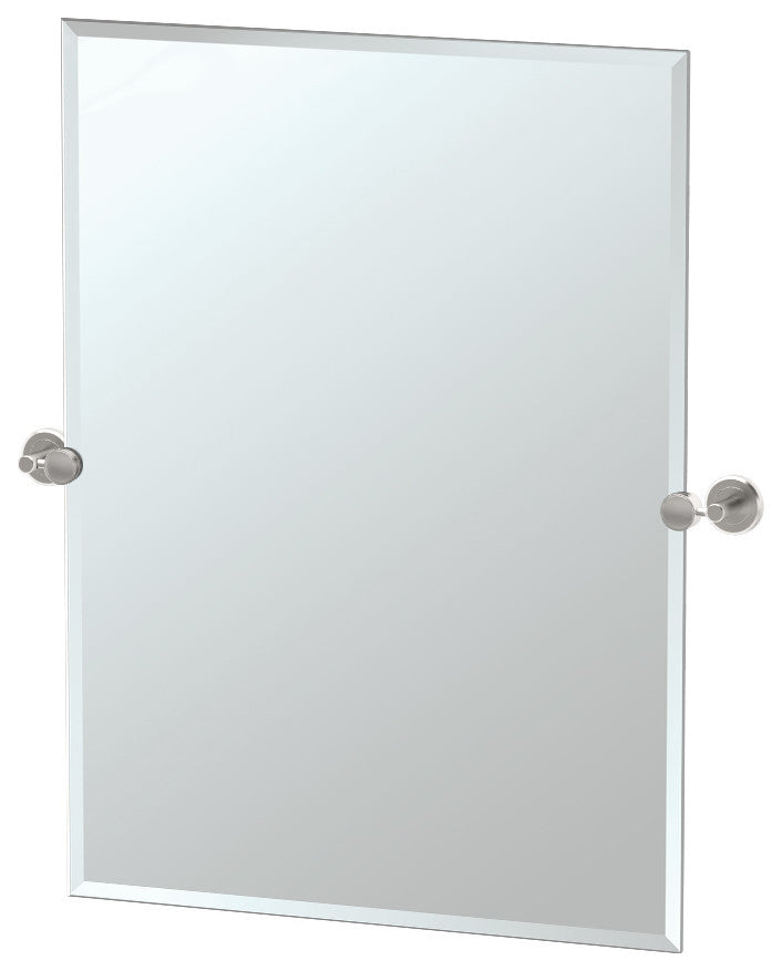 Latitude II 24" Frameless Rectangle Mirror, Satin Nickel