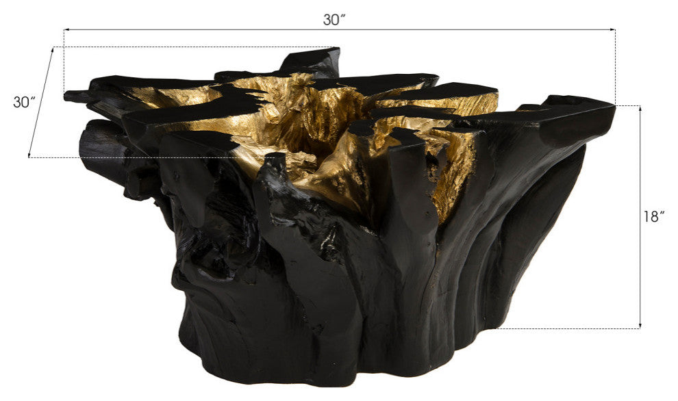 Freeform Coffee Table, Black, Gold Leaf