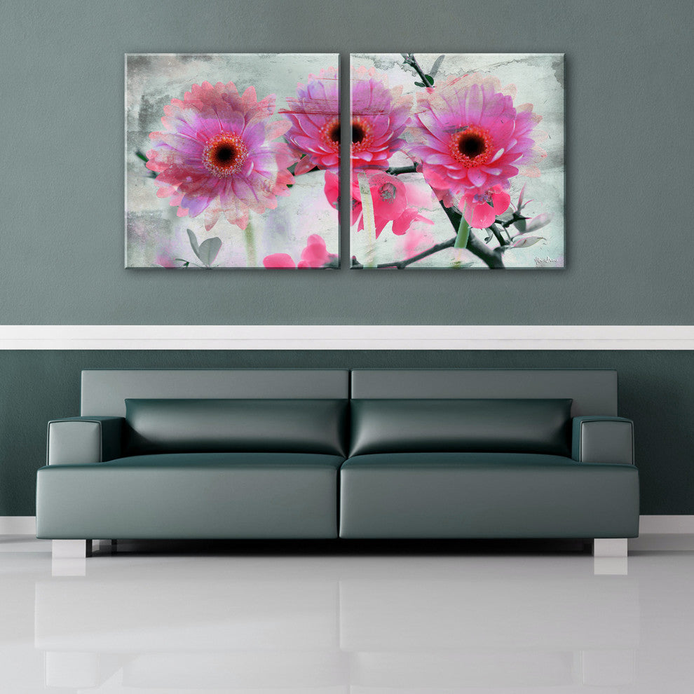 Painted Petals XLV Canvas Wall Art, 2 Piece Set 40"x20"