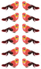 Burgundy Smoke Spotted Bird Christmas Ornaments, Red and Dark, Set of 12, 3.5"