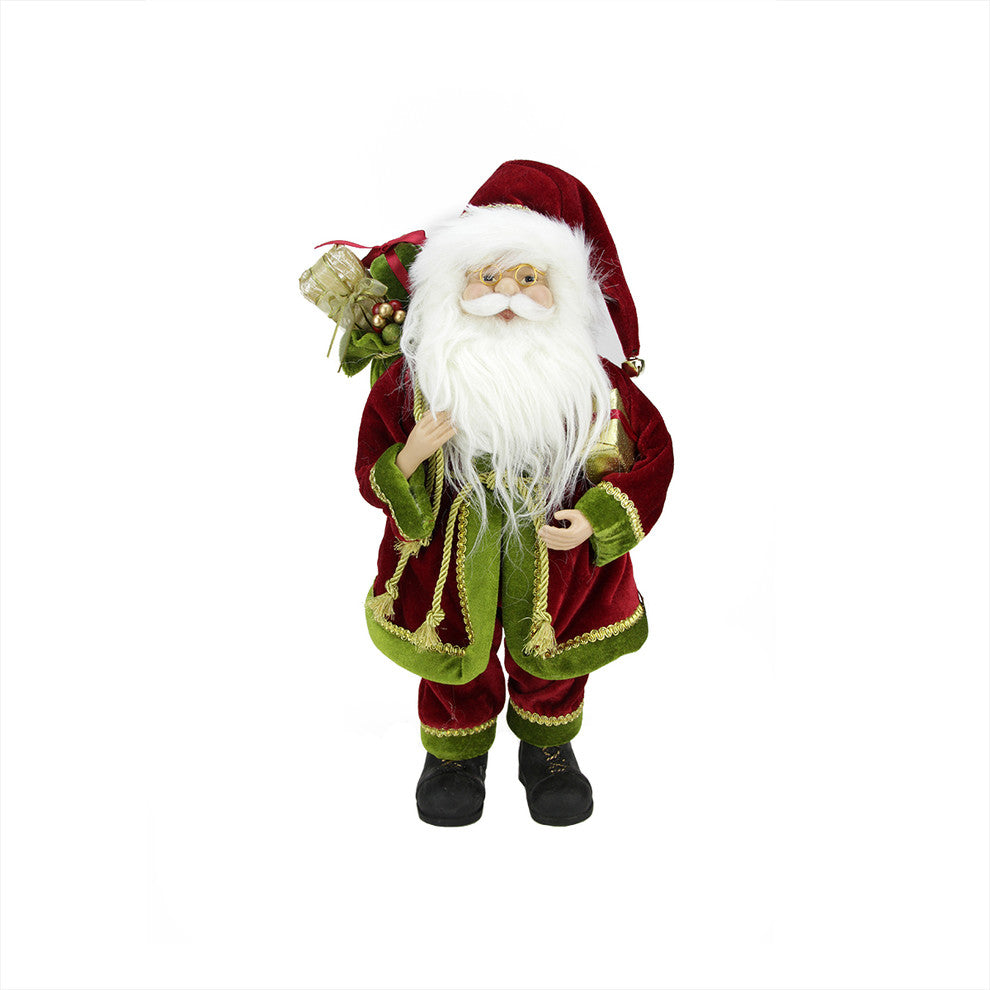16" Standing Santa Holding a Gift Box and Bag