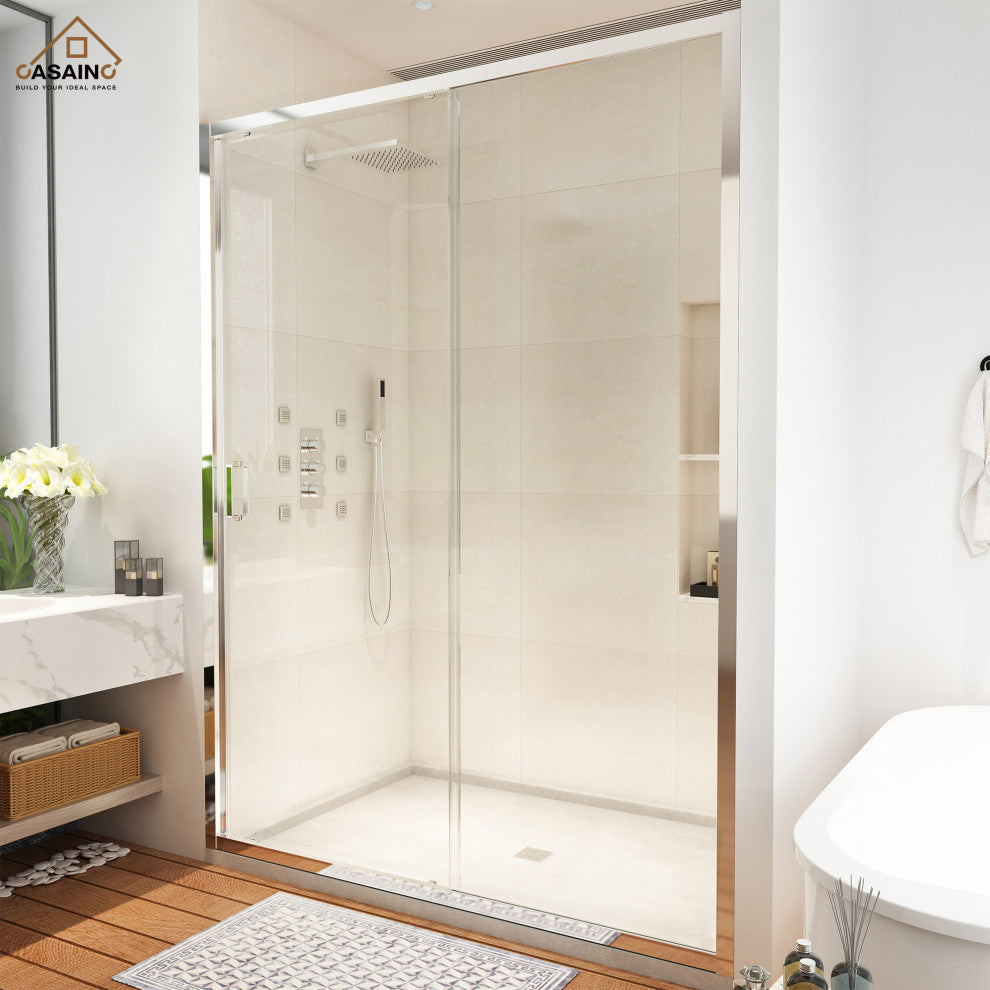 48-in x 72-in Framed Sliding Shower Door, Chromed