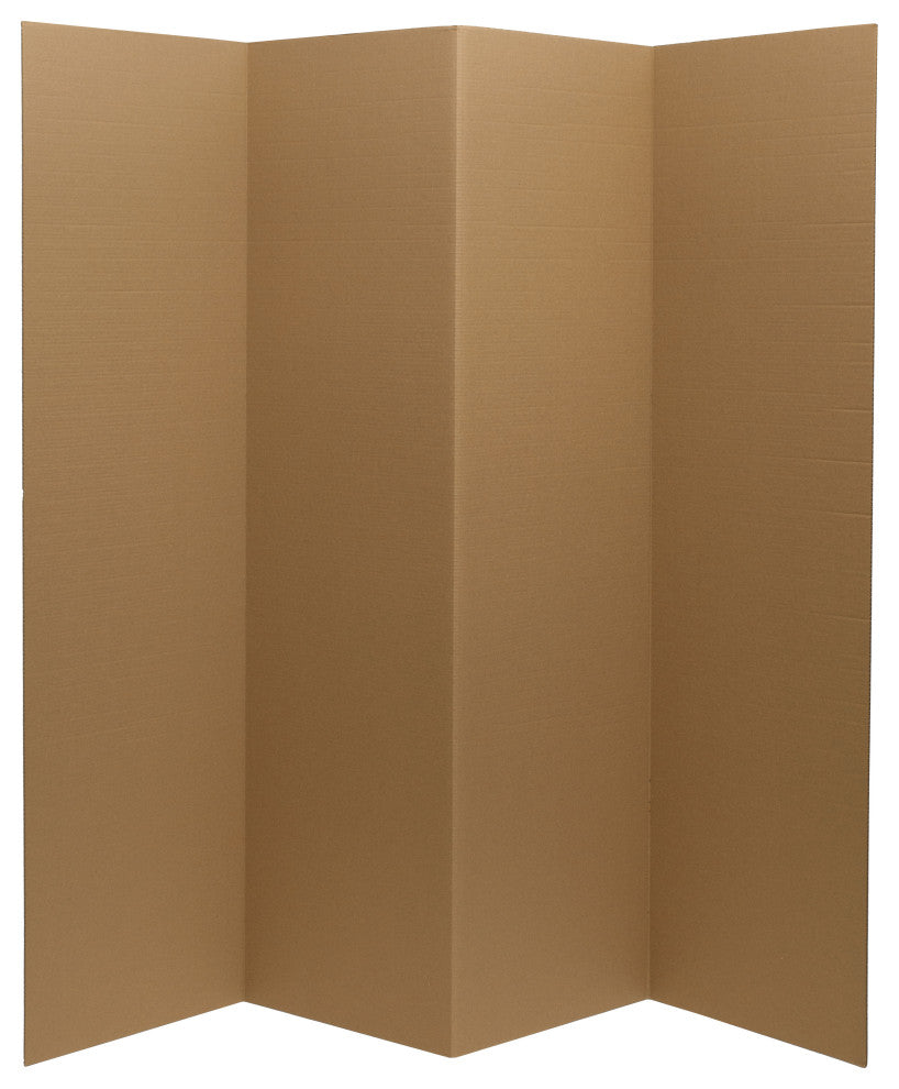 6' Tall Brown Cardboard Room Divider 4 Panel