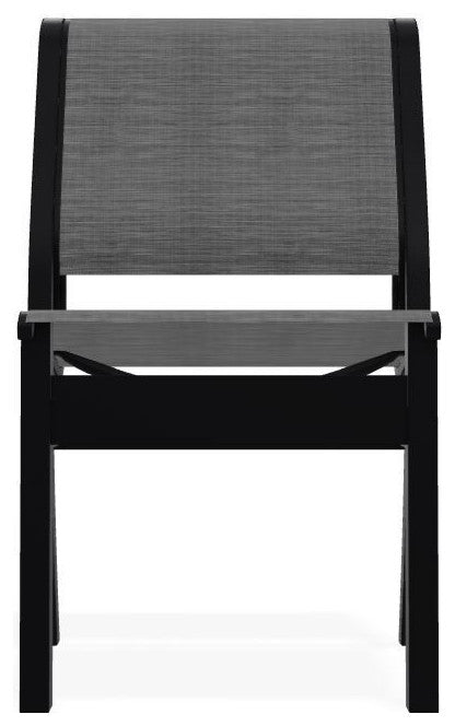 Leeward Sling Stackable Outdoor Dining Chair, Collect Charcoal/Black