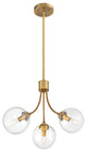 3-Light Chandelier, Natural Brass