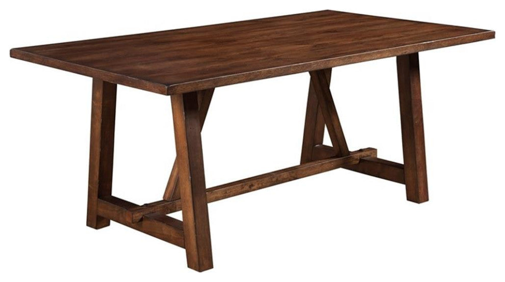 Alpine Furniture Arendal Wood Trestle Dining Table in Dark Oak (Brown)