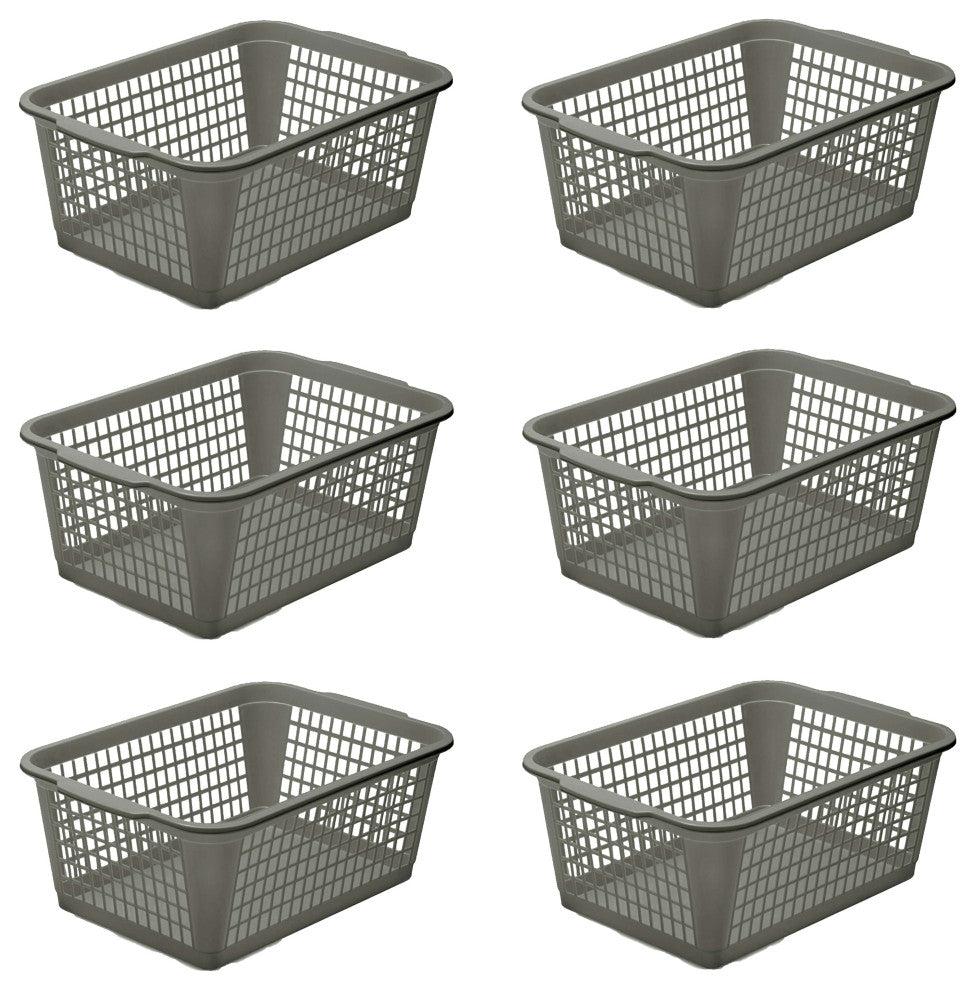 Large Plastic Storage Basket, 32-1184, Grey, 6