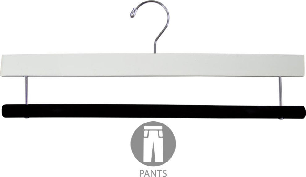 Extra Long White Wooden Pant Hangers, Box of 25