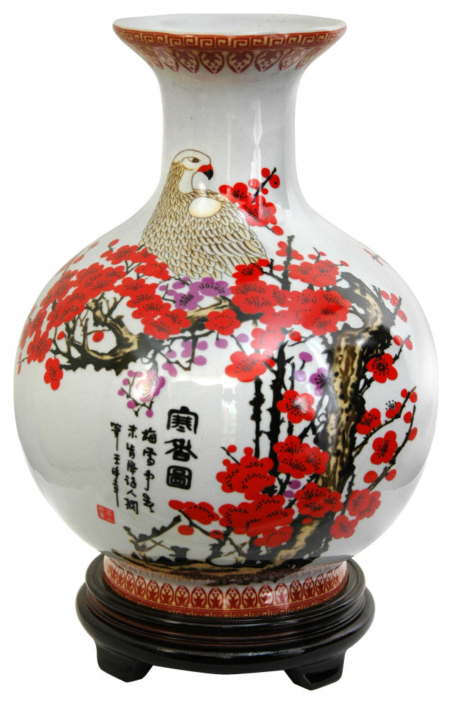 12" Cherry Blossom Porcelain Vase