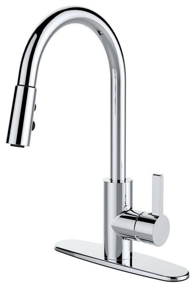 Runfine Single-Handle, Pull-Down Sprayer Kitchen Faucet, Chrome