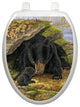 Black Bears Toilet Tattoos Seat Cover, Vinyl Lid Decal, Bathroom Accent, Elongated