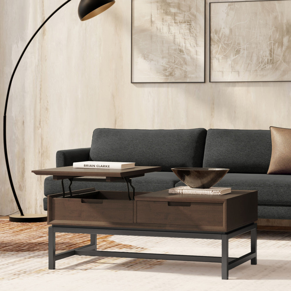 Banting Solid Hardwood Lift Top Coffee Table, Walnut Brown