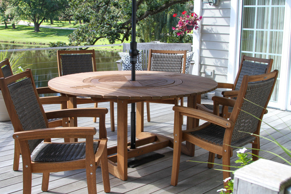 Stacking Gray Wicker and Eucalyptus Armchair