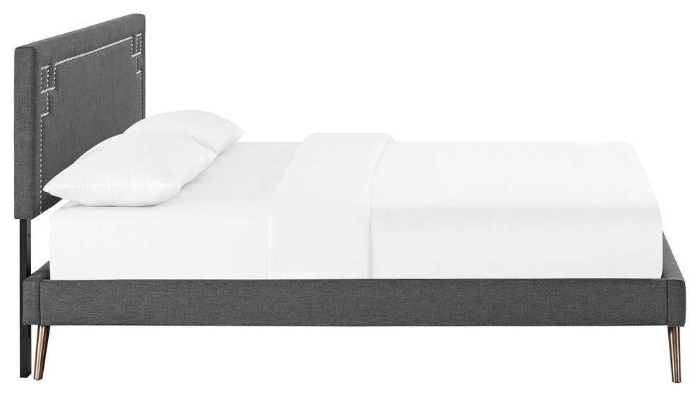 Modway Josie Full Fabric Platform Bed With Round Splayed Legs, Gray