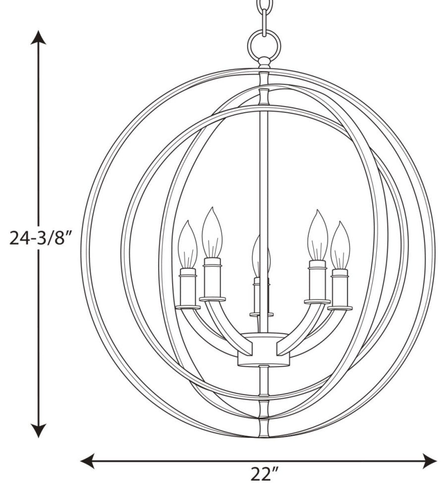 Equinox 5-Light Chandelier, Antique Bronze