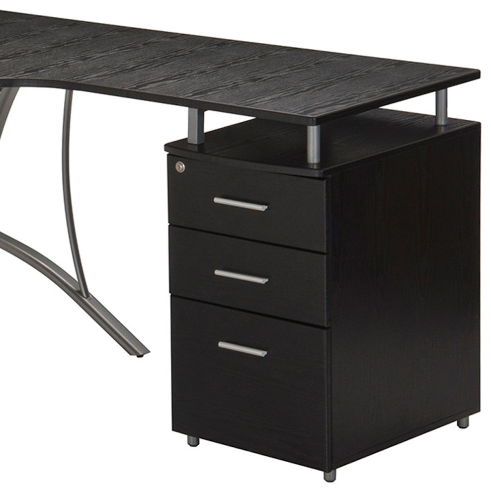 Techni Mobili L-Shape Corner Desk With File Cabinet