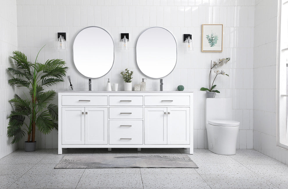 72" Double Bathroom Vanity, White