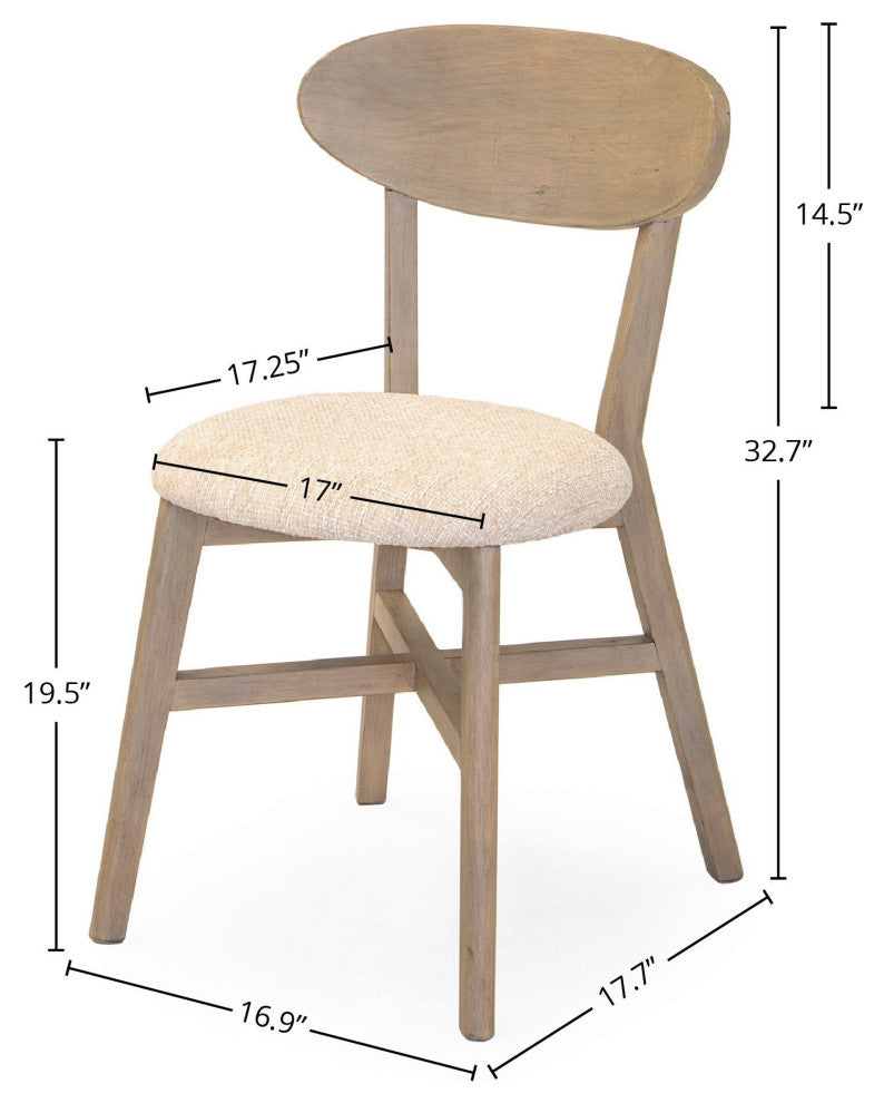 Rose Upholstered Dining Chair, Scrubbed Teak, Set of 2