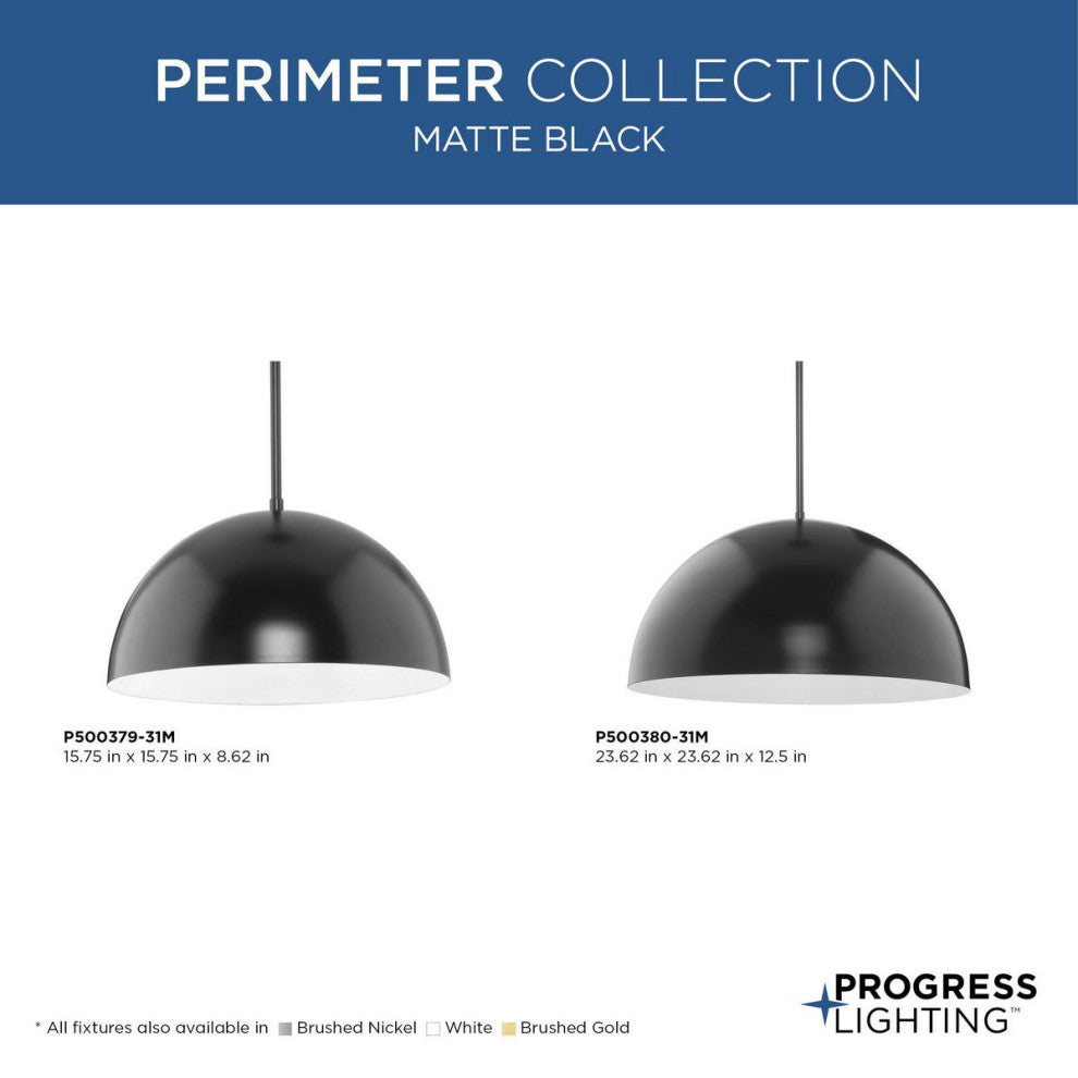 Perimeter Collection One-Light Matte Black Modern Pendant With metal Shade