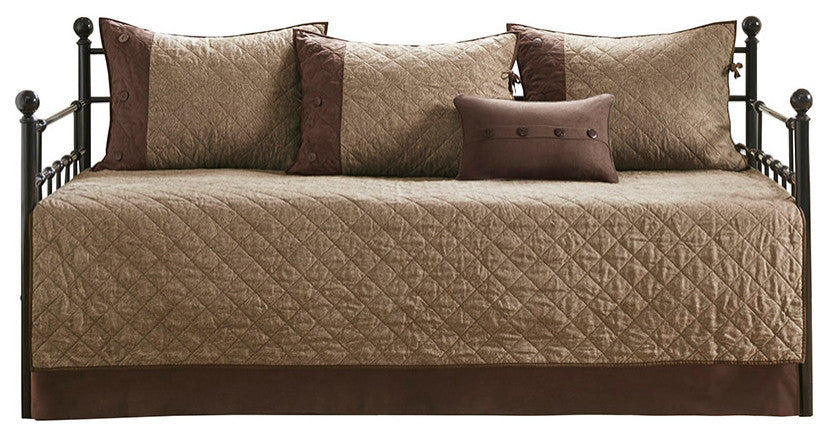 Madison Park Boone 6 Piece Reversible Daybed Cover Set, Brown