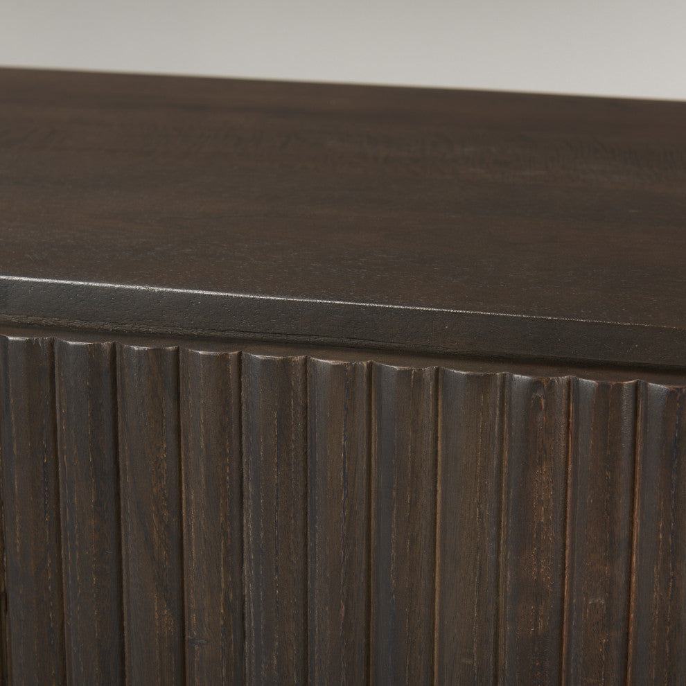 Terra 72L x 18W x 32H Dark Brown Wood Fluted Sideboard