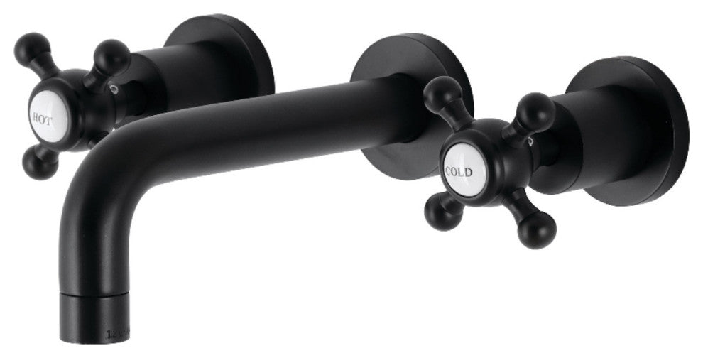 Kingston Brass KS8120BX 2-Handle 8 in. Wall Mount Bathroom Faucet, Matte Black