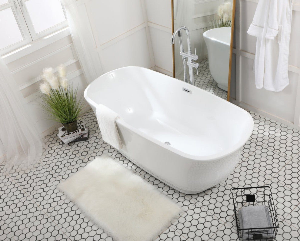 Charlie 67" Soaking Bathtub, Glossy White