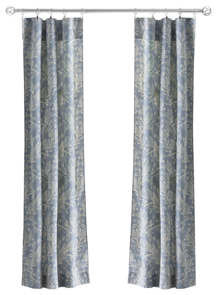 Lexington Leaf Tailored Panel Pair, Blue, 56" X 63"
