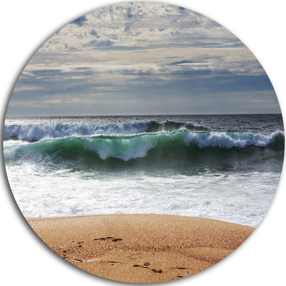 Blue Waves And Blue Sky, Seashore Disc Metal Artwork, 23"