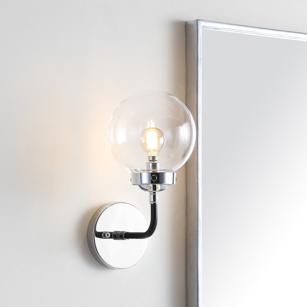 Caleb 1-Light Brass Wall Sconce, Chrome / Black, 1 - Light(s)
