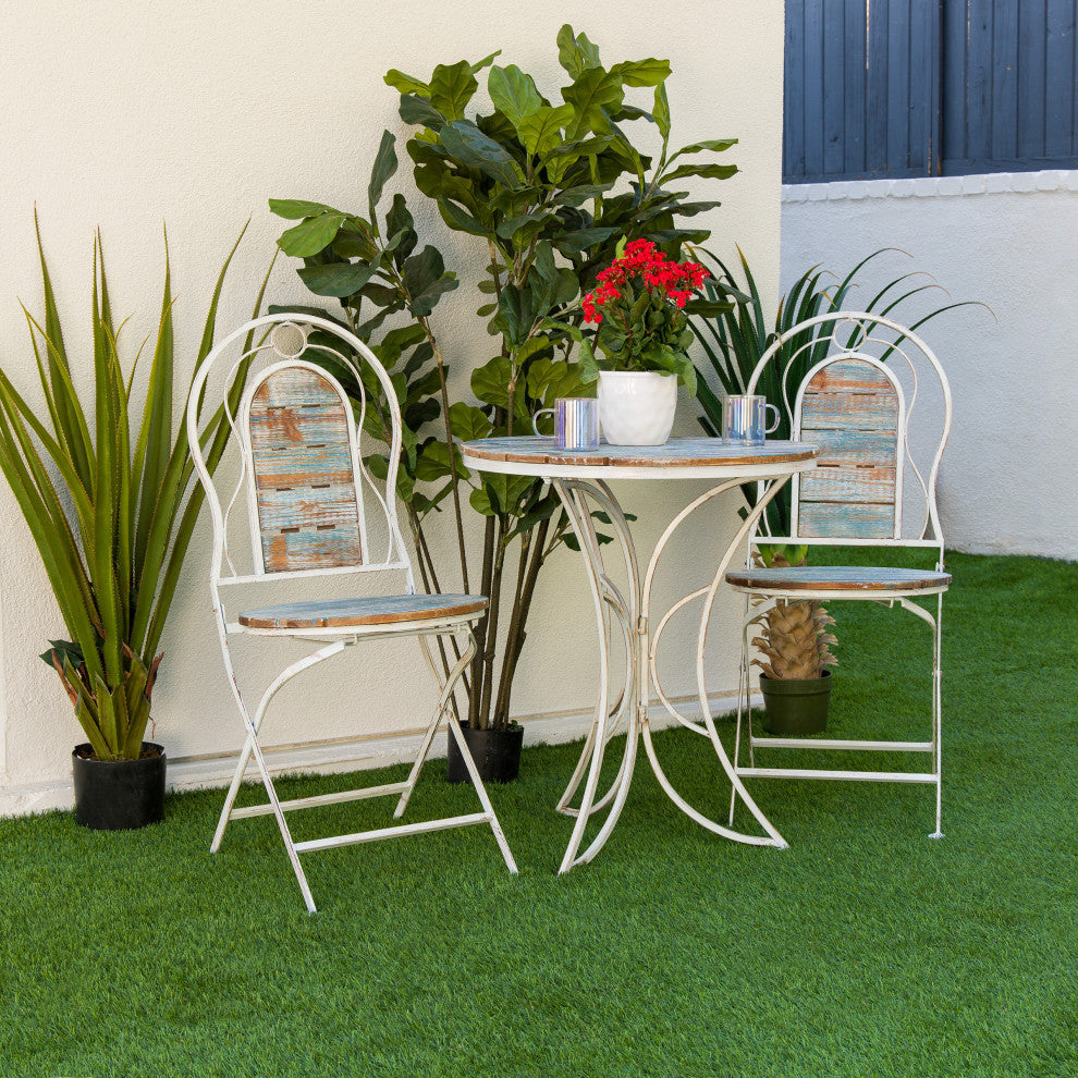 Alpine Patio Garden Table and Two Chairs Bistro Set, 28"