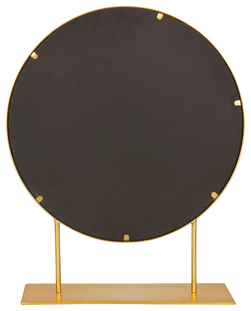 Rouen Round Metal Table Mirror, Gold 18x22