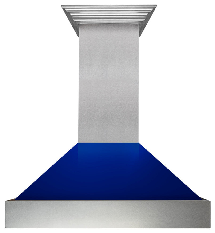 36" DuraSnow Stainless Steel Range Hood With Blue Gloss Shell, 8654BG-36