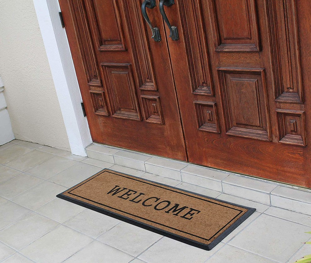 A1HC First Impression Welcome Hand-Crafted Rubber Coir Double Door Mat, 18"X48"