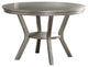 Rubber Wood Round Dining Table With Bottom Shelf Silver