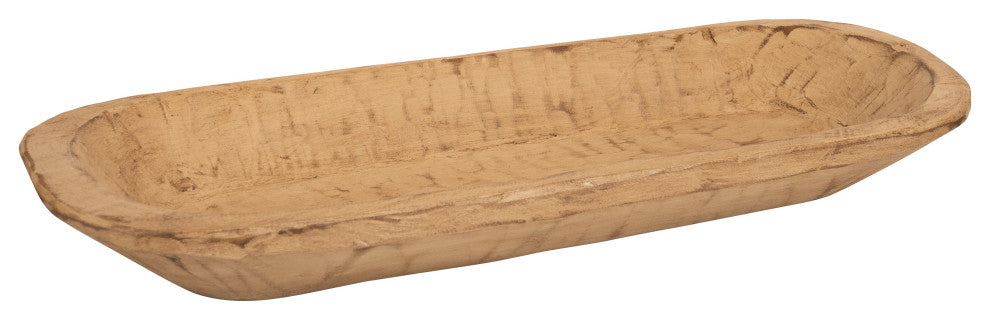 Elegant Rustic Farmhouse Wooden Dough Bowl, Primitive White